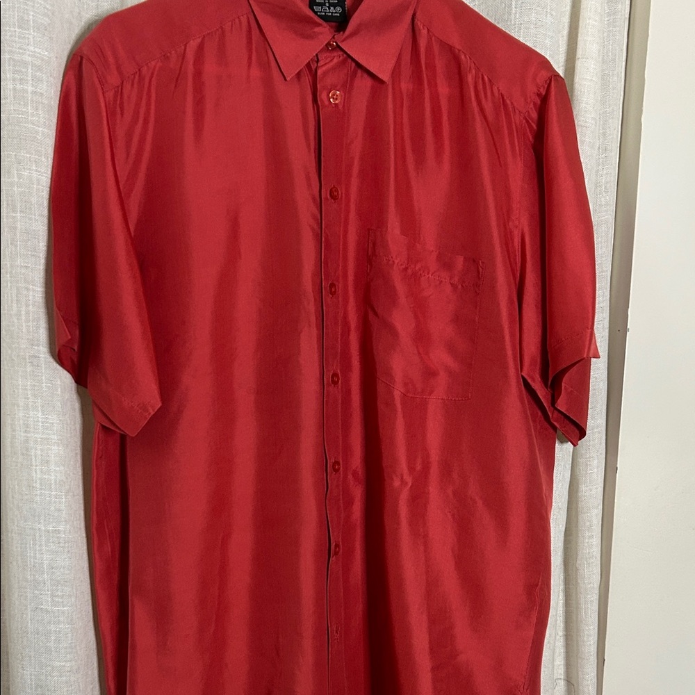 Men's Red Button-Down Shirt